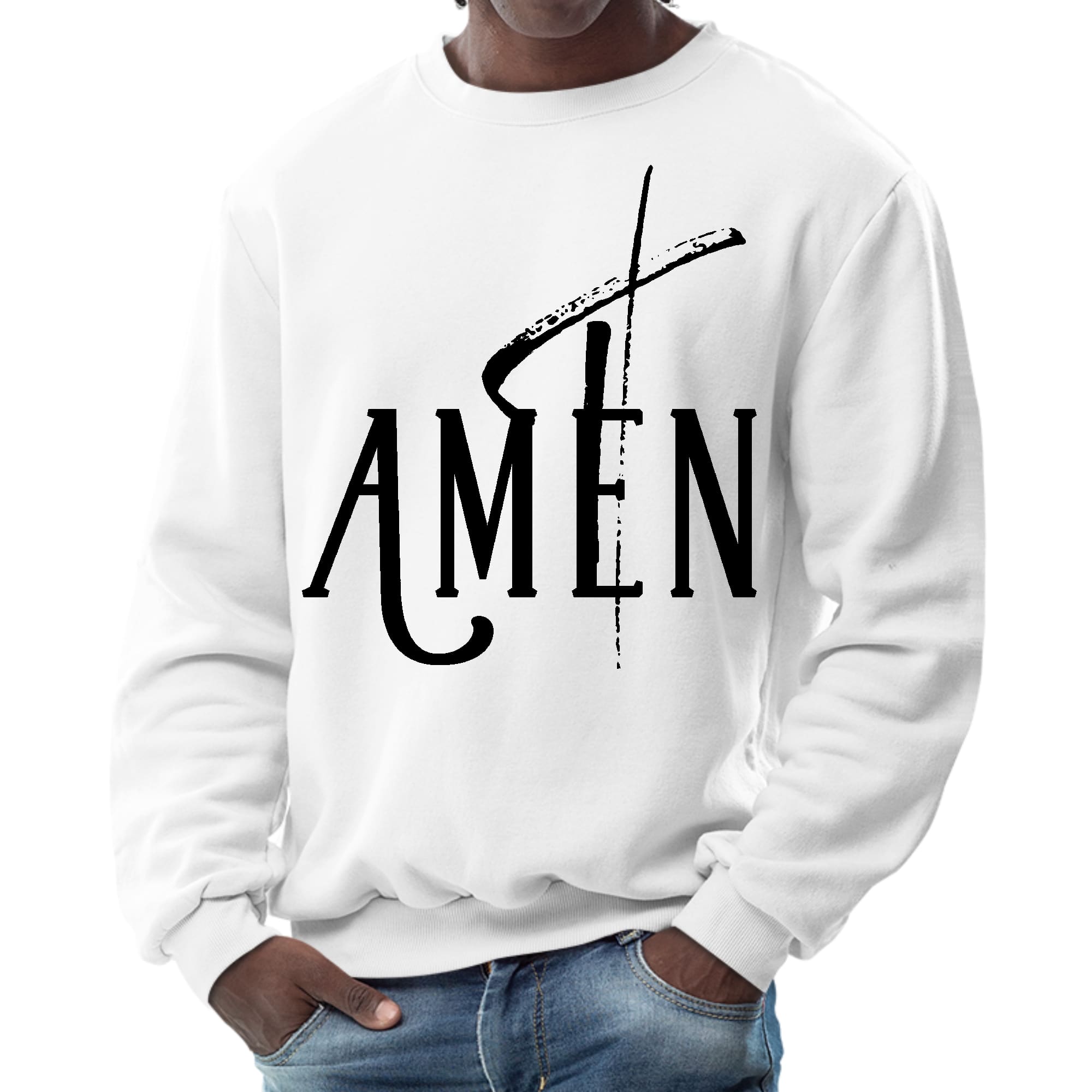 Mens Graphic Sweatshirt - Amen Black Print
