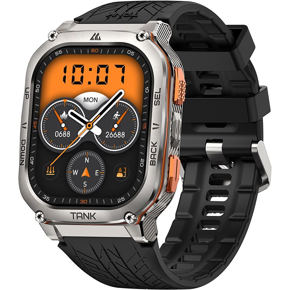 KOSPET TANK M3 Ultra Smart Watch, GPS, 60-дневна батерия, 5ATM, IP69, 1.96-инчов HD AMOLED, изцяло метален корпус (TANK M3 Ultra Sliver)-0