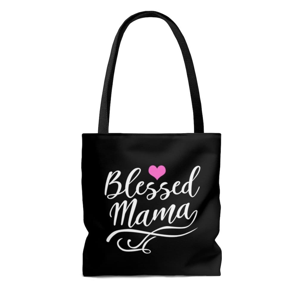 Large Tote Bags - Blessed Mama Graphic Style Shoulder Bag