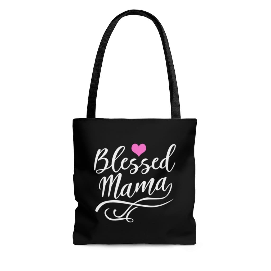 Large Tote Bags - Blessed Mama Graphic Style Shoulder Bag