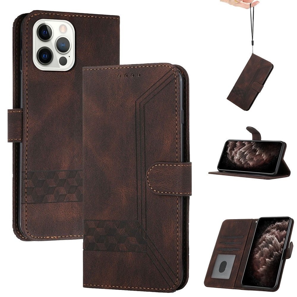 Motorola Edge 20, Oldalra nyíló tok, stand, kártyatartóval, kézpánttal, Wooze Illusion, barna (119437)-0