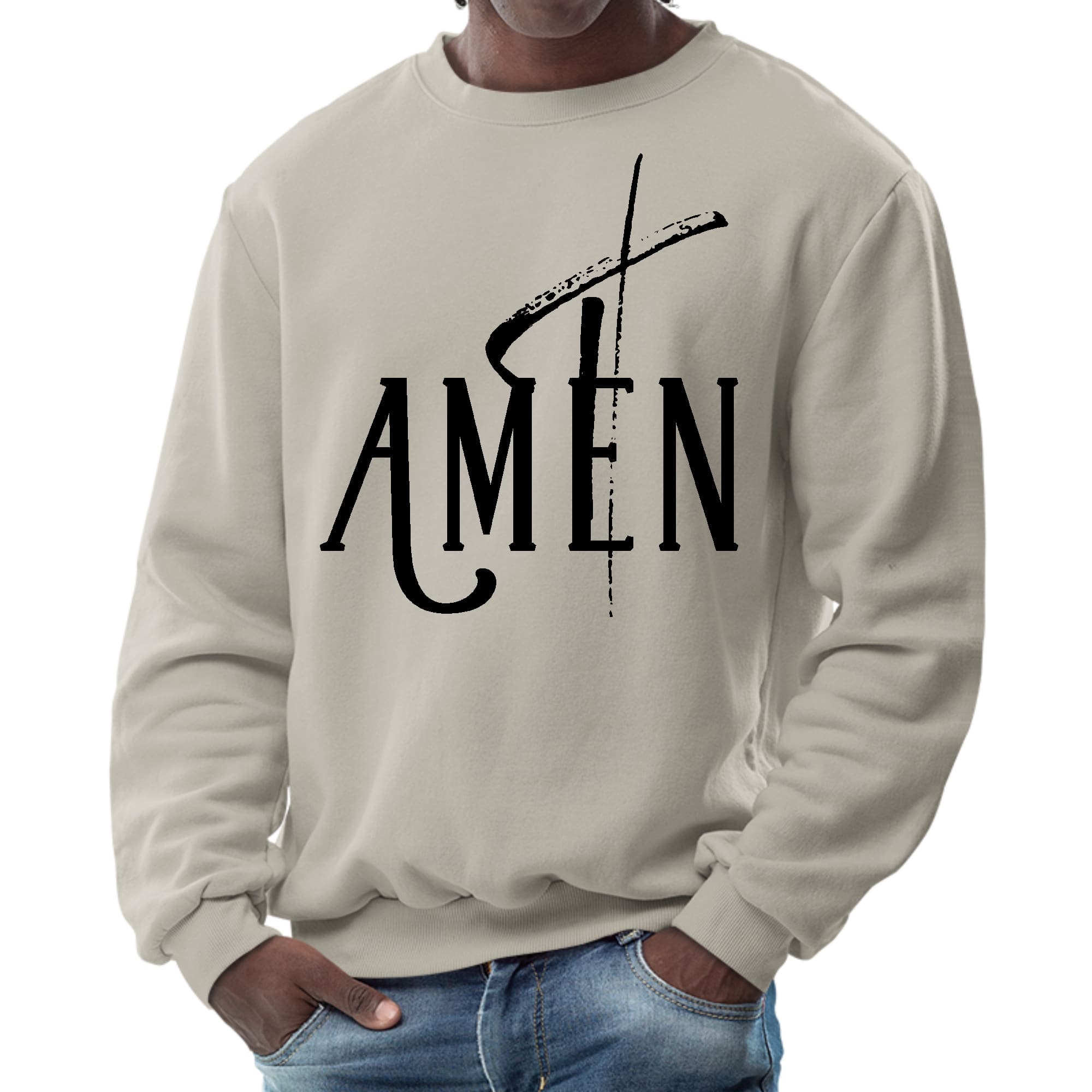 Mens Graphic Sweatshirt - Amen Black Print