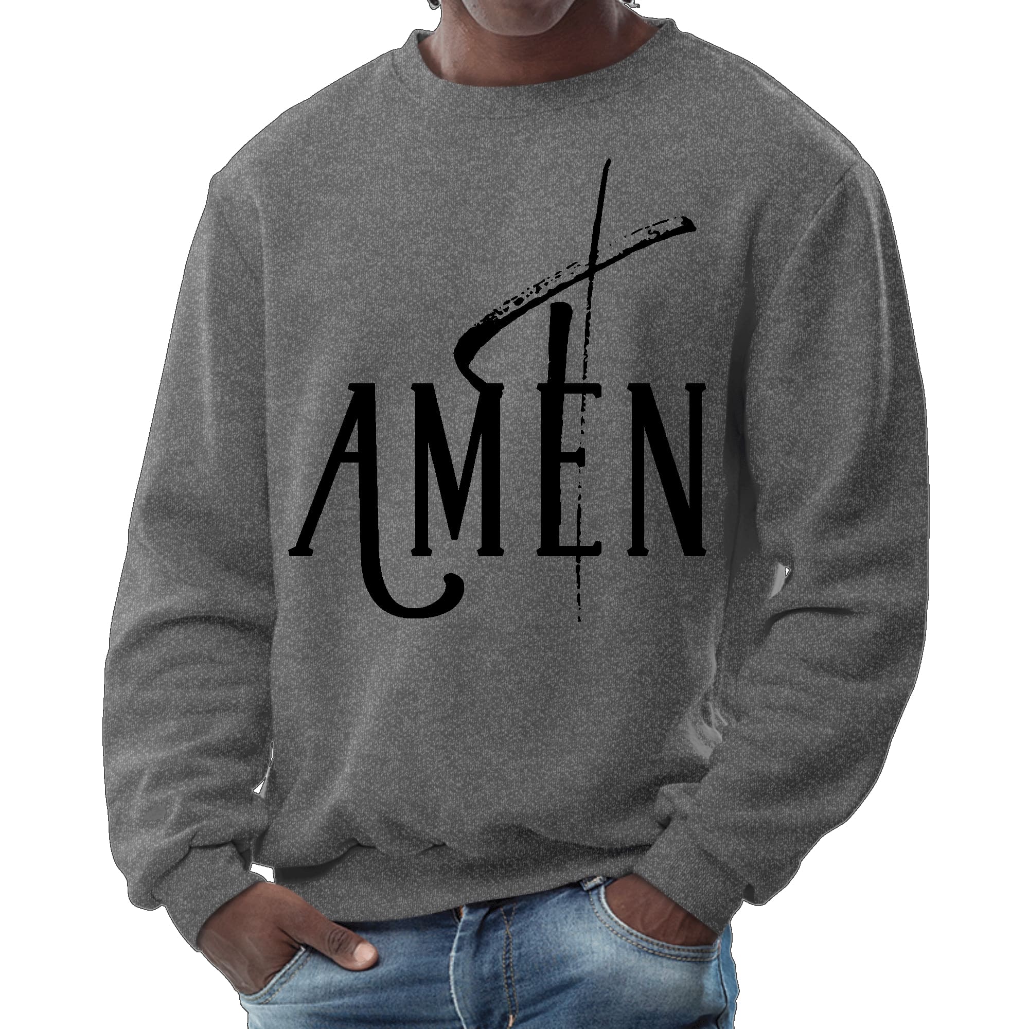 Mens Graphic Sweatshirt - Amen Black Print