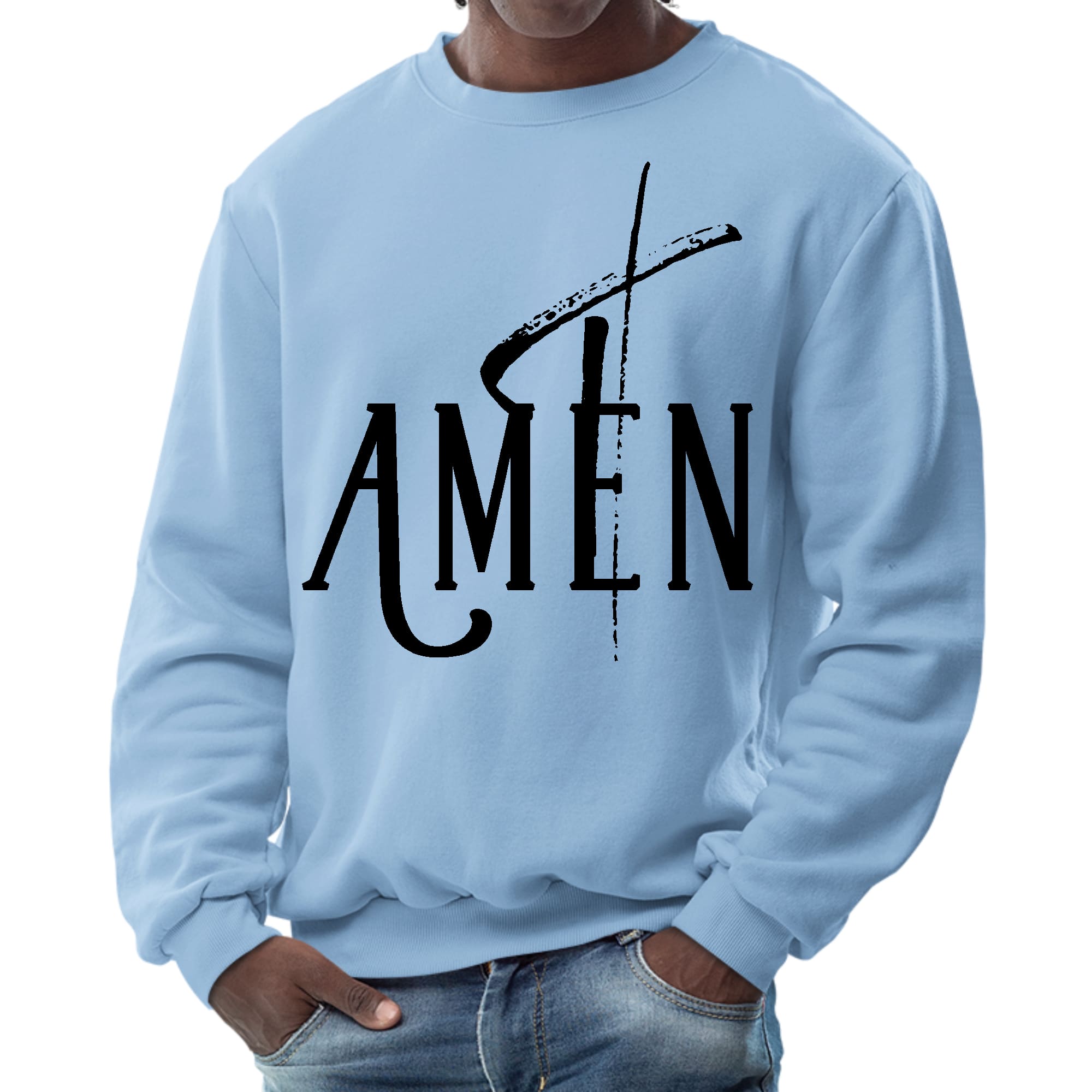Mens Graphic Sweatshirt - Amen Black Print