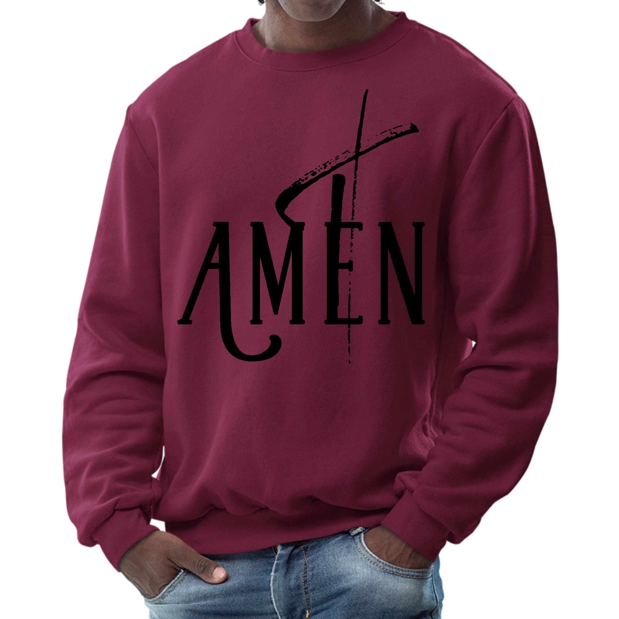 Mens Graphic Sweatshirt - Amen Black Print