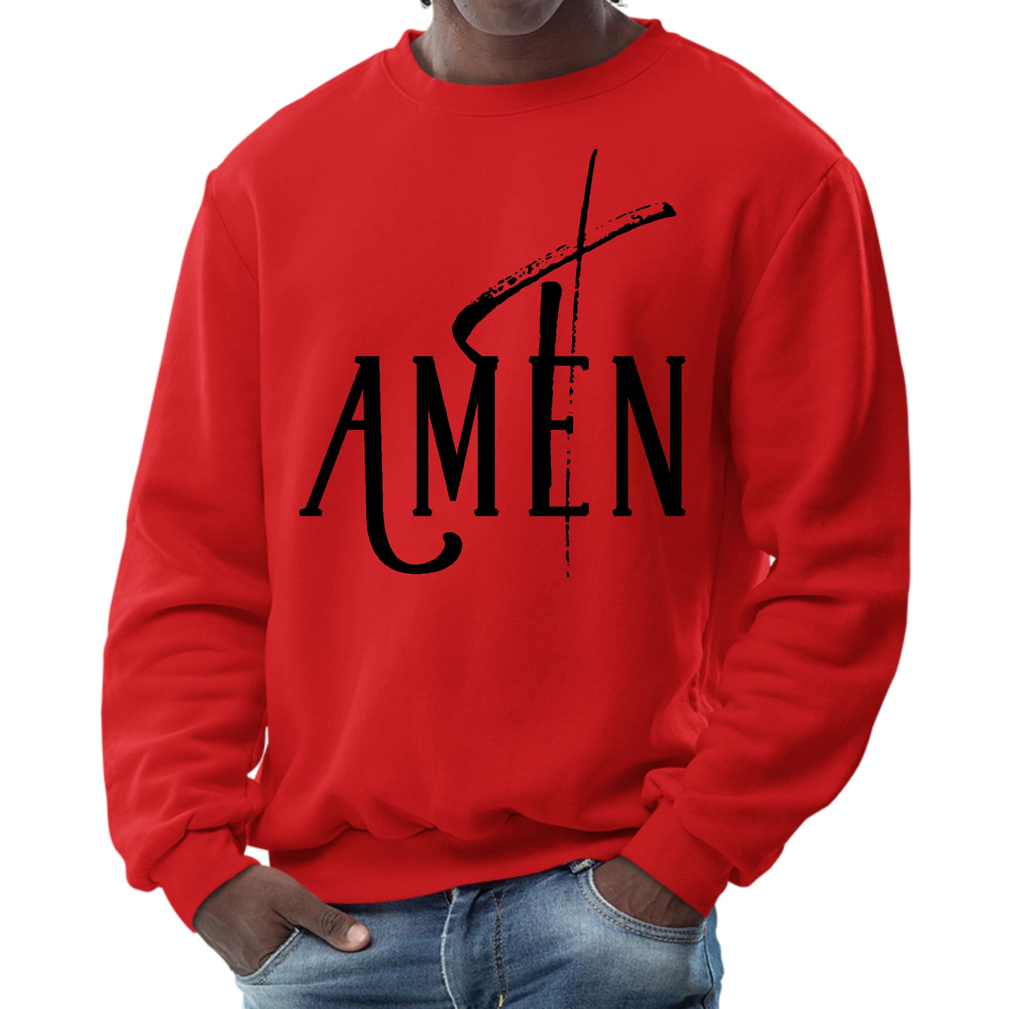 Mens Graphic Sweatshirt - Amen Black Print