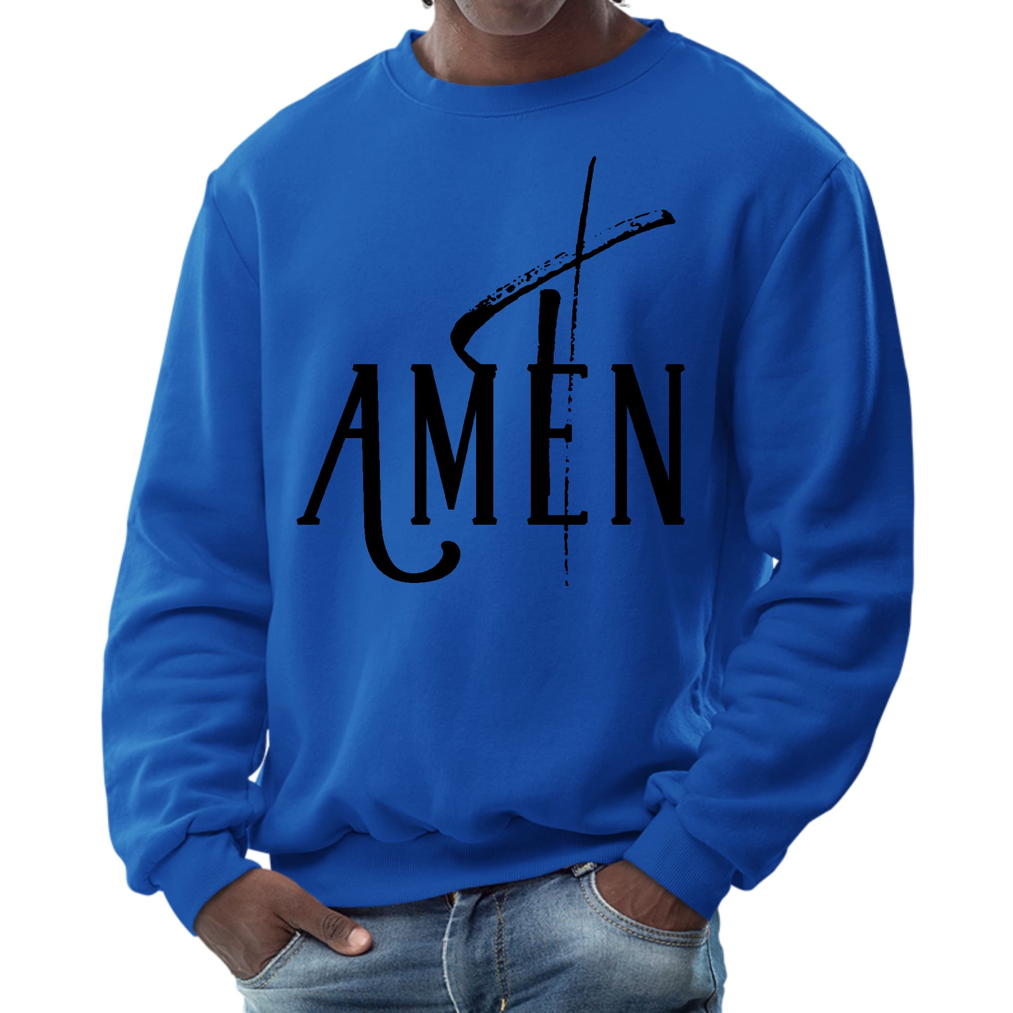 Mens Graphic Sweatshirt - Amen Black Print