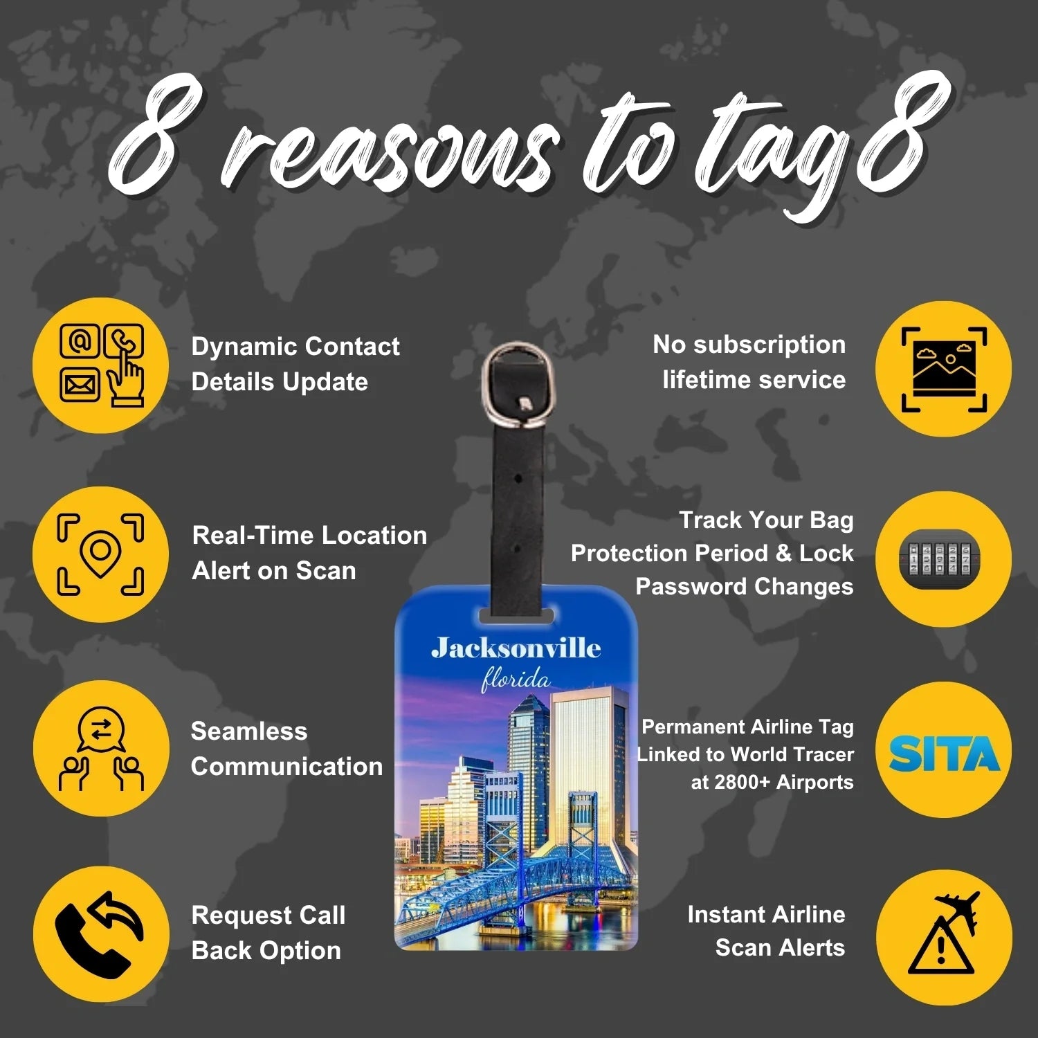 Smart Bag Security Tag - Jacksonville FL [Pack 2]-3