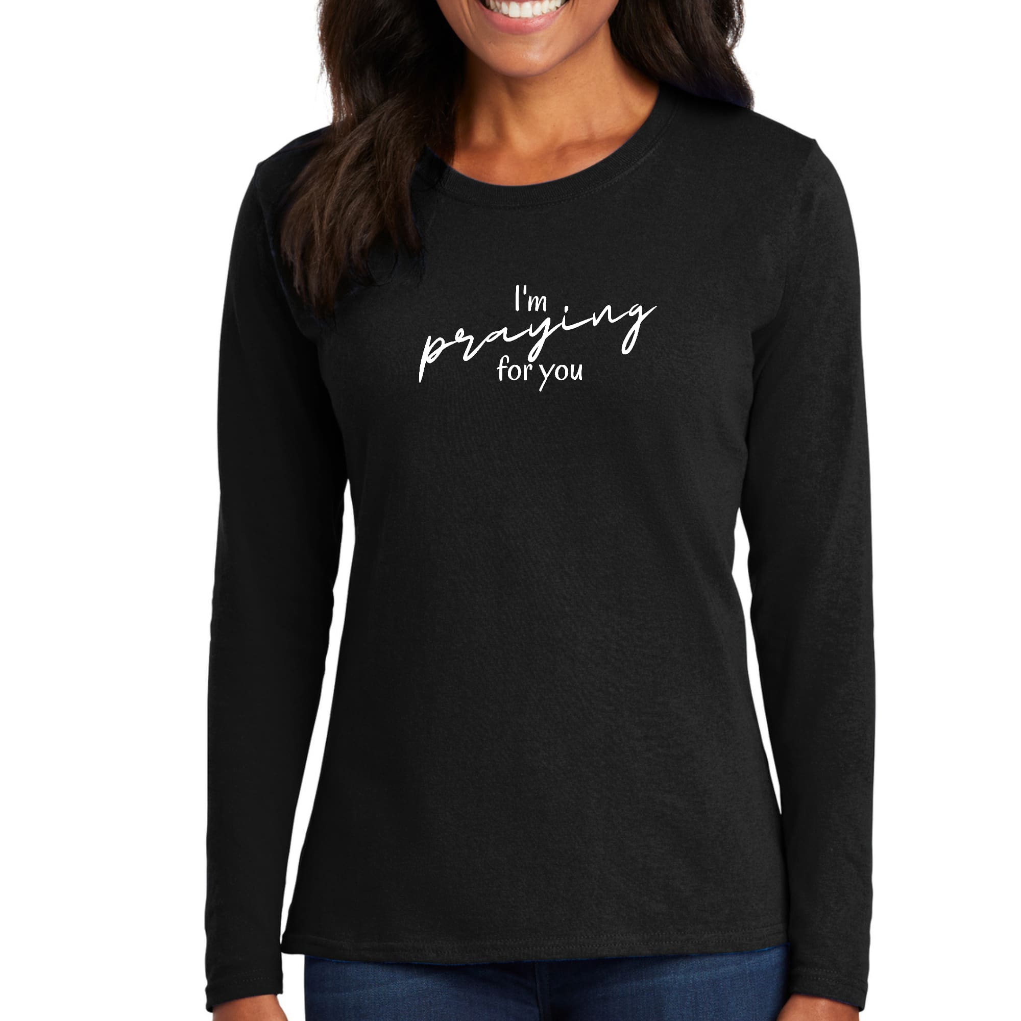 Womens Long Sleeve Graphic T-shirt - Say it Soul - I'm Praying